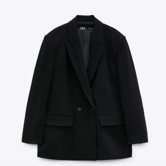 ZARA BLACK DOUBLE-BREASTED OVERSIZED BLAZER size XS - Picture 5 of 9
